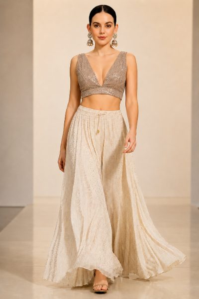Adaa Bazaar Sequins Party Wear Cut Sleeves Stitched Blouse