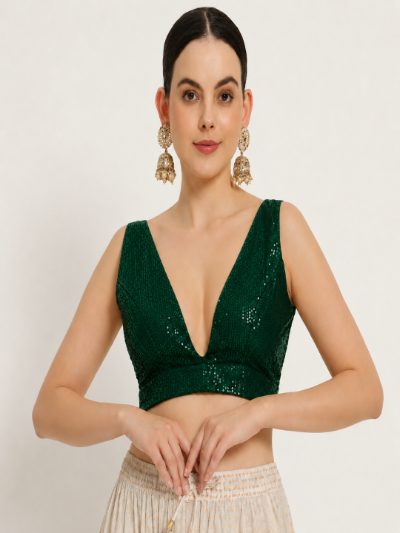 Adaa Bazaar Sequins Party Wear Cut Sleeves Stitched Blouse