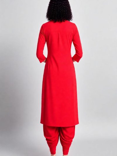 Adaa Bazaar Women's Deep Red Kurti with Stylish Patiala Salwar