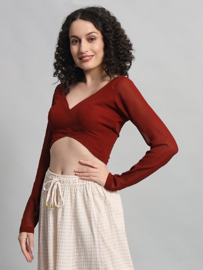 Adaa Bazaar Women’s Maroon Solid Padded Readymade Blouse