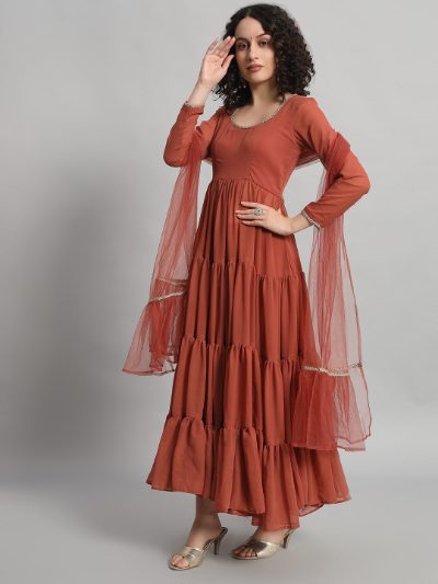 Adaa Bazaar Women's Readymade Anarkali Suit with Dupatta