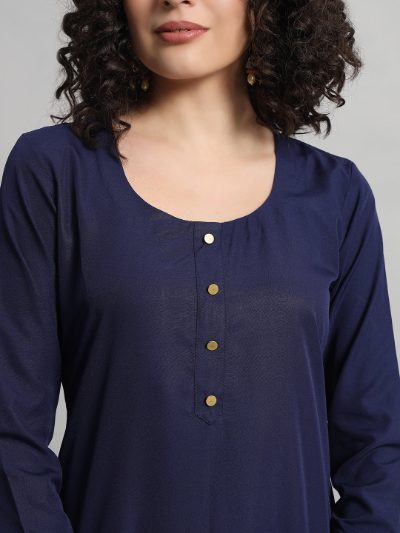 Adaa Bazaar Women's Readymade Suit (navy Blue) with Dupatta