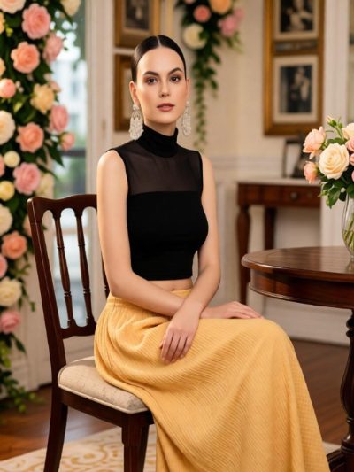 Adaa Bazaar Women's Black Blouse with Pad