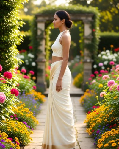 Ready to Wear Saree Dress with Stitched Blouse with Pad