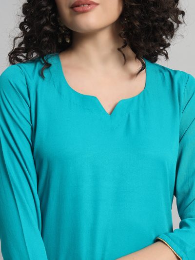 Adaa Bazaar Women's Readymade Suit (blue) with Dupatta