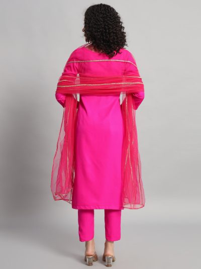 Adaa Bazaar Women's Readymade Suit (pink) with Dupatta