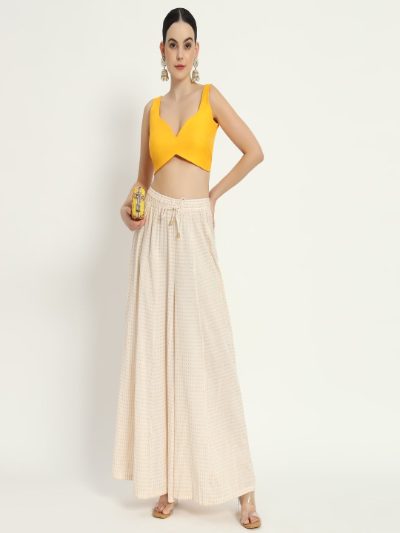 Adaa Bazaar Women's Readymade Yellow Blouse with Cut Sleeves