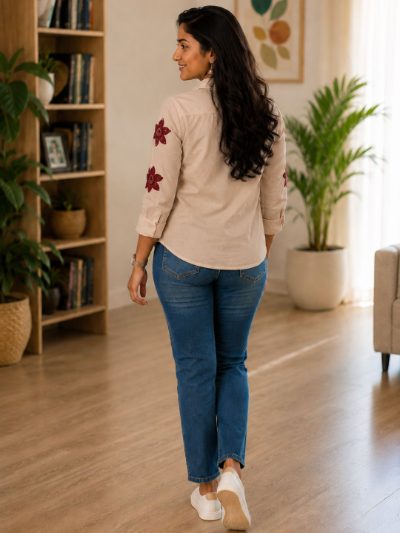 Women Embroidered Shirts Perfect for Casual and Formal Wear in Cotton Fabric