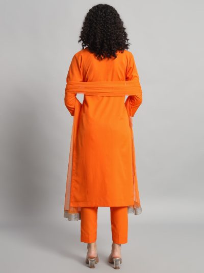 Adaa Bazaar Women's Readymade Suit (orange) with Dupatta