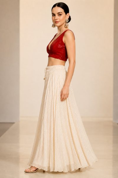 Adaa Bazaar Sequins Party Wear Cut Sleeves Stitched Blouse
