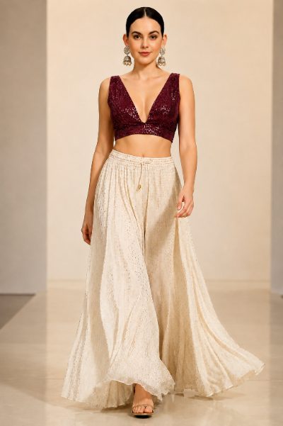 Adaa Bazaar Sequins Party Wear Cut Sleeves Stitched Blouse