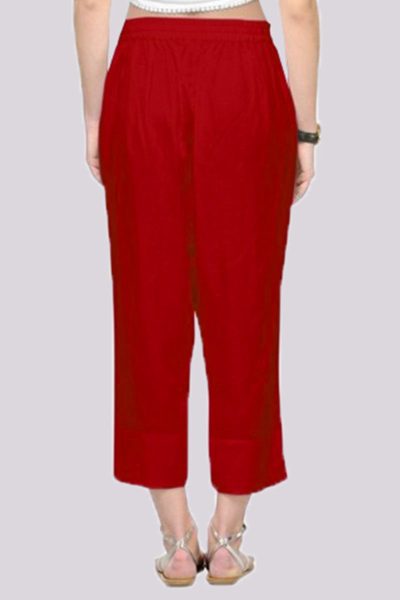 Adaa Bazaar Women's Rayon Ankle Length Pant Red
