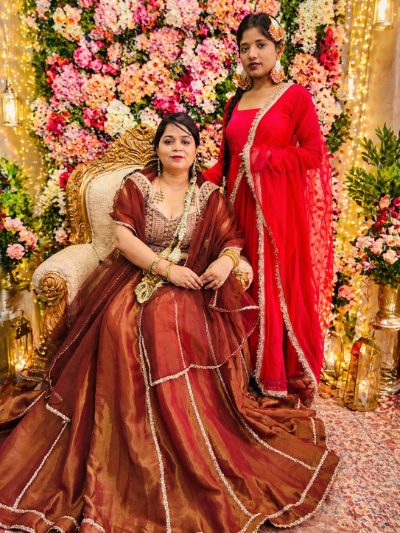 Adaa Bazaar Women's Readymade Wine Lehenga with Choli & Dupatta