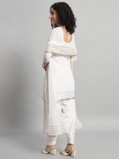 Adaa Bazaar Women's Readymade Suit (white) with Dupatta