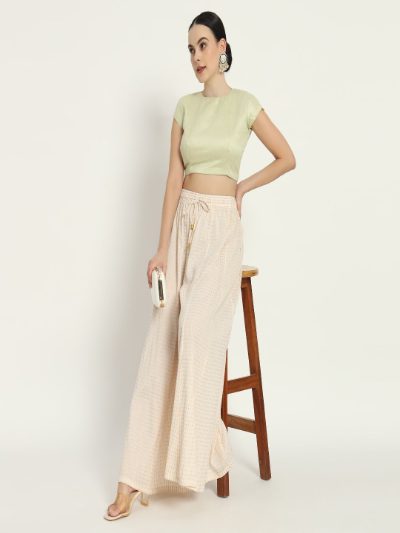 Adaa Bazaar Women's Readymade Lime Blouse with Half Sleeves