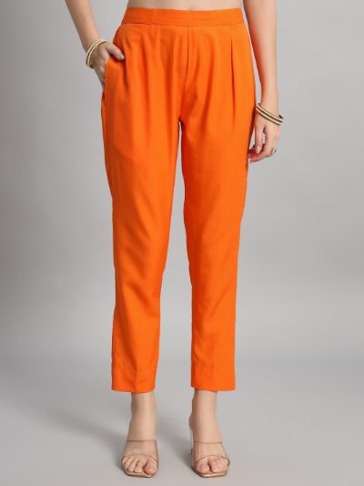 Adaa Bazaar Women's Readymade Suit (orange) with Dupatta