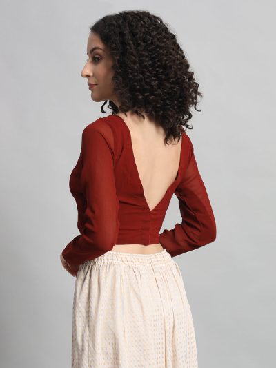 Adaa Bazaar Women’s Maroon Solid Padded Readymade Blouse