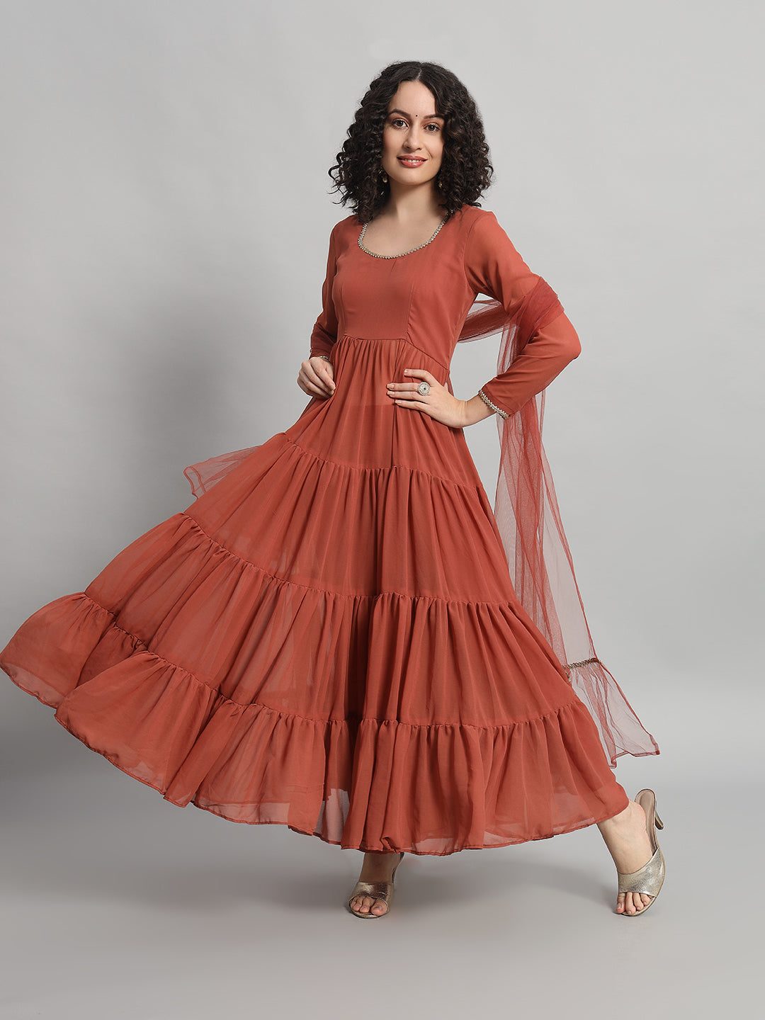Adaa Bazaar Women's Readymade Anarkali Suit with Dupatta
