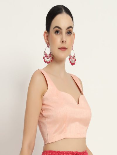 Adaa Bazaar Women's Readymade Pink Blouse with Cut Sleeves