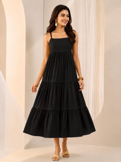 Adaa Bazaar Women's Cotton Cambric Midi Dress for Casual & Office Wear