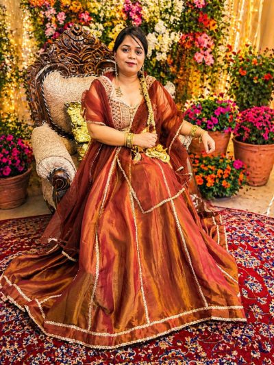 Adaa Bazaar Women's Readymade Wine Lehenga with Choli & Dupatta