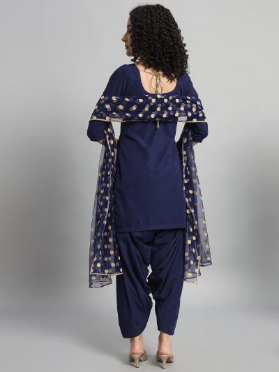 Adaa Bazaar Women's Readymade Patiala Suit (blue) with Dupatta